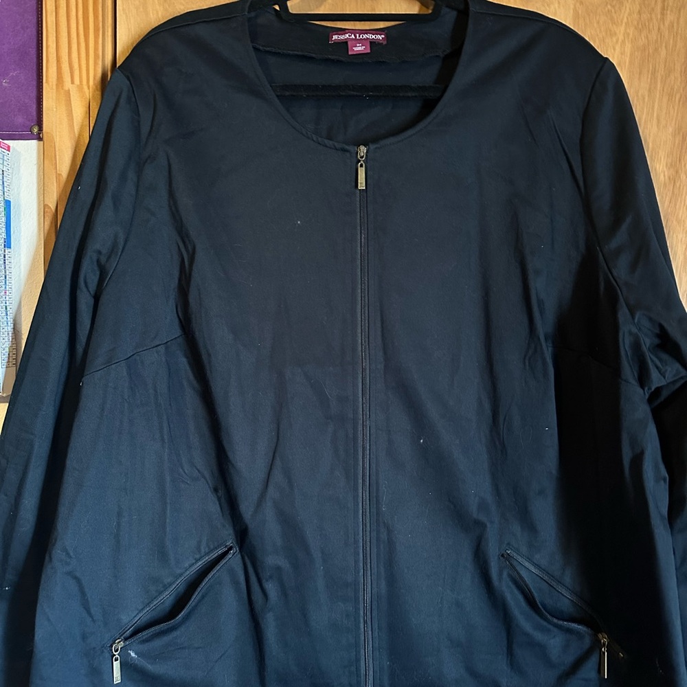 Jessica London Black Zip Front Bomber Jacket